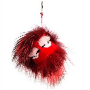 RARE Fendi fur red monster crystal charm